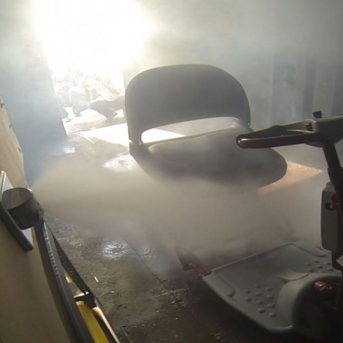 Mobility scooter fire protection